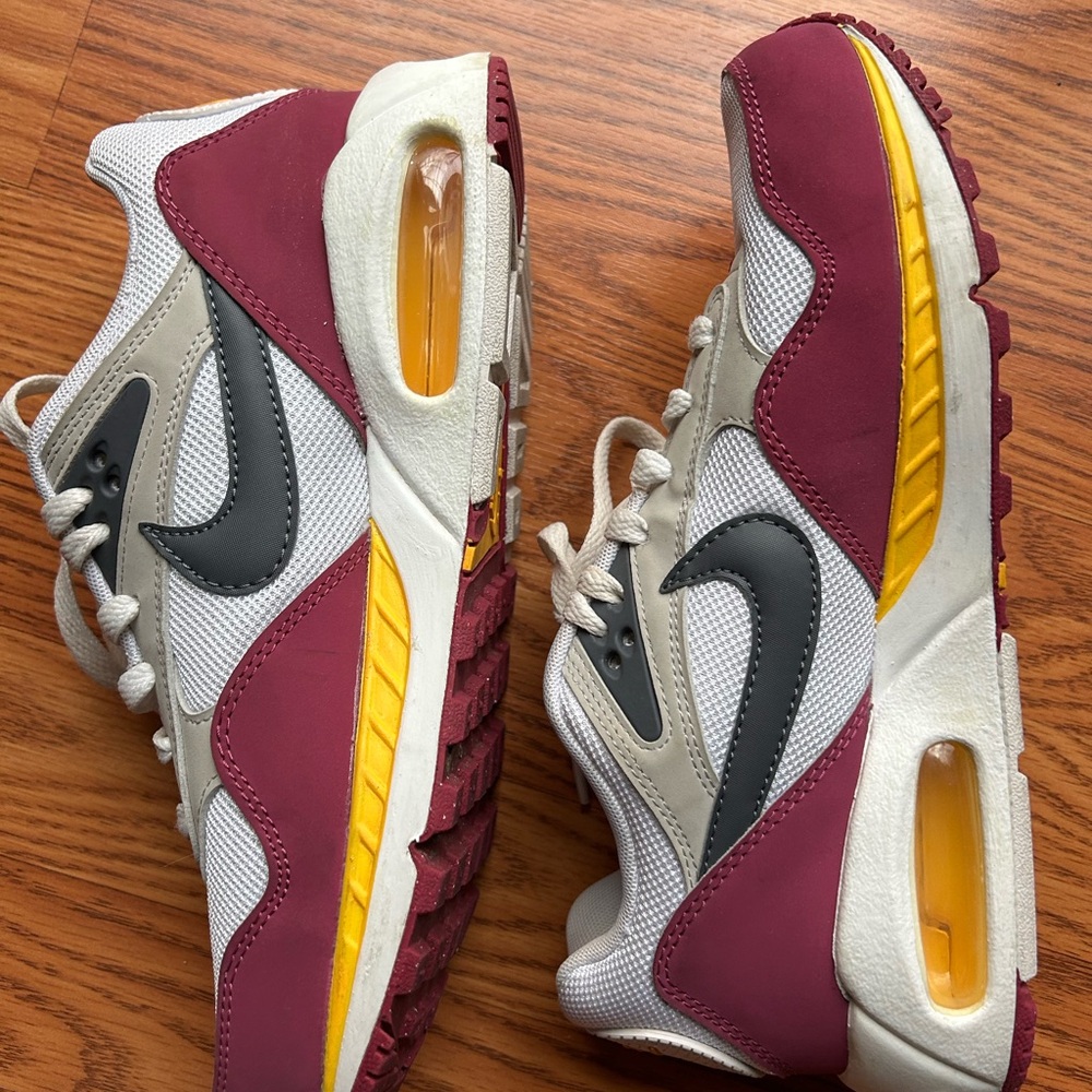 Like New-Nike Air Max Sneakers in Maroon and White with Yellow Accents